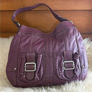 Tignanello Burgundy Leather Large Hobo Bucket Shoulder Bag